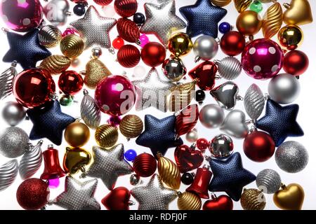 Décorations de Noël, divers Christmas baubles, Banque D'Images