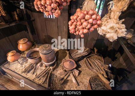 La cuisine traditionnelle et la cuisine traditionnelle à la maison Kamthieng dans Sukhumvit dans la ville de Bangkok en Thaïlande en Southeastasia. Thaïlande, Bangkok, Banque D'Images