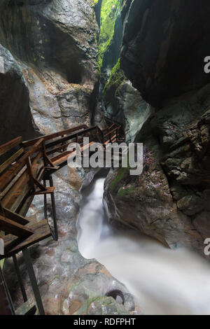 La rivière Weißbach fonctionnant par les Seisenbergklamm / Seisenbachklamm, gorge près de Weißbach bei Lofer, Saalachtal, Salzbourg / Salzburger Land, Austr Banque D'Images