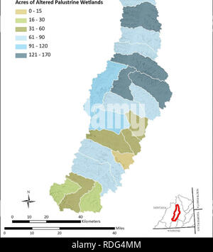 . Évaluation des zones humides du sud-est du Montana : l'élaboration et l'amélioration de l'évaluation d'une zone humide et une stratégie de suivi. Les zones humides ; l'écologie des milieux humides. Bassin versant du ruisseau de Mitspa. La figure 23. Acres de terres humides palustres modifié d'origine anthropique (c.-à-d., s'est écrasé, égoutté, mis en fourrière, fouillé, élevage) par sixième unité hydrologique code dans le bassin versant du ruisseau de Mitspa. 73. Veuillez noter que ces images sont extraites de la page numérisée des images qui peuvent avoir été retouchées numériquement pour plus de lisibilité - coloration et l'aspect de ces illustrations ne peut pas parfaitement ressembler à l'œuvre originale.. Newlon, Karen Rachel, de l'ua Banque D'Images