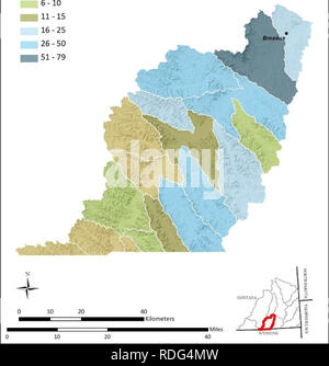 . Évaluation des zones humides du sud-est du Montana : l'élaboration et l'amélioration de l'évaluation d'une zone humide et une stratégie de suivi. Les zones humides ; l'écologie des milieux humides. Bassin versant de la rivière de la poudre au milieu d'acres de terres humides palustres modifié 0-5. La figure 19. Acres de terres humides palustres modifié d'origine anthropique (c.-à-d., s'est écrasé, égoutté, mis en fourrière, fouillé, élevage) par sixième unité hydrologique code au milieu du bassin de la rivière de la poudre. 69. Veuillez noter que ces images sont extraites de la page numérisée des images qui peuvent avoir été retouchées numériquement pour plus de lisibilité - coloration et l'aspect de ces illustrations ne peut pas parfait Banque D'Images