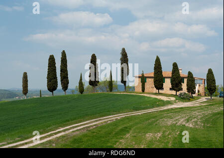 Ferme traditionnelle près de Pienza, Val D'Orcia, Toscane, Italie Banque D'Images