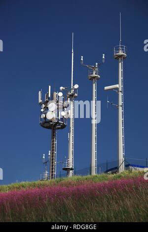 La station de radio, radio amateur station relais pour la télévision amateur, Mt. Wasserkuppe, Rhoen, Hesse Banque D'Images