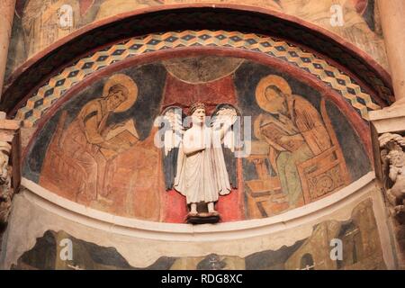 Intérieur avec des fresques du 12ème siècle, le Baptistère, Parme, Emilie-Romagne, Italie, Europe Banque D'Images