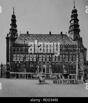 Hôtel de ville d'Aix-la-Chapelle, Rhénanie du Nord-Westphalie, photographie historique, vers 1899 Banque D'Images