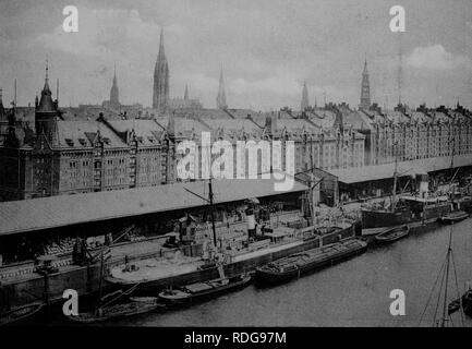 Sandtorquai quay à Hambourg, à partir de photos historiques vers 1899 Banque D'Images