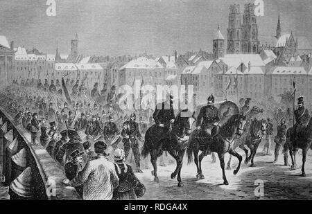 Les troupes allemandes de traverser la Loire à Orléans le 5 décembre 1870, Illustrierte Kriegschronik 1870 - 1871, Illustrated War Banque D'Images