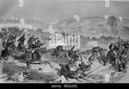 L'expulsion des Français de la région des Highlands près de Villiers par le Régiment d'infanterie Saxon Illustrierte Kriegschronik, 1870 - 1871, Banque D'Images