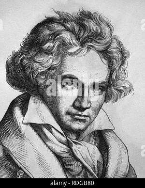 Ludwig van Beethoven, 1770 - 1827, compositeur, Portrait, illustration historique, 1880 Banque D'Images