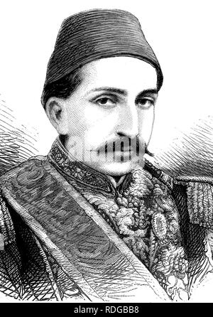 Abdul Hamid II, 1842 - 1918, le Sultan de l'Empire Ottoman, illustration historique, 1877 Banque D'Images