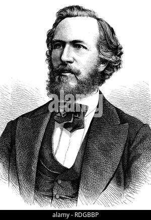 Le professeur Ernst Heinrich Haeckel, 1834 - 1919, zoologiste allemand, philosophe et libre penseur, illustration historique, 1877 Banque D'Images