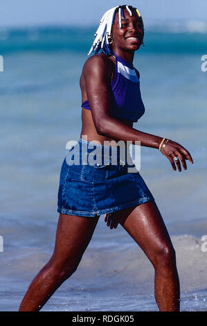 Venus Williams en compétition aux Championnats de Tennis de Lipton 1998 Banque D'Images