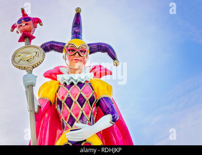 Un Mardi Gras jester est commémoré par une statue à Mardi Gras Park à Mobile, en Alabama. Banque D'Images