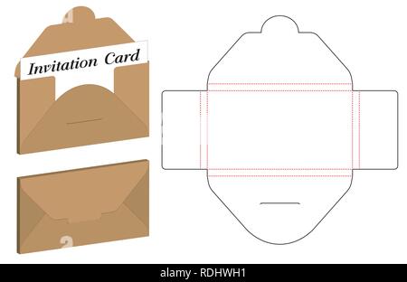Die cut enveloppe modèle maquette illustration vectorielle. Illustration de Vecteur
