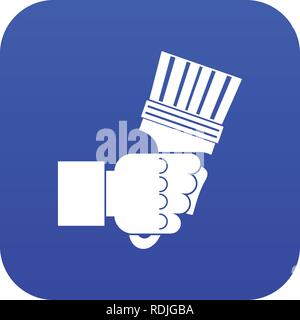 Main tenant une pince avec poignées bleu numérique icône Illustration de Vecteur