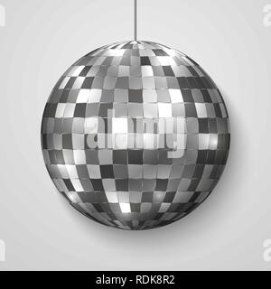 Boule disco miroir isolés. Night Club party élément design. Illustration de Vecteur