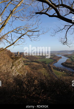 Sur la colline de Kinnoull folie et rivière Tay Perthshire en Écosse Janvier 2019 Banque D'Images