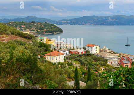 Avis de Portovenere ou Porto Venere ville de château Doria sur côte ligure. Province de La Spezia. Italie Banque D'Images
