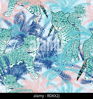 Beau motif estival tropical exotique avec des palmiers Banque D'Images