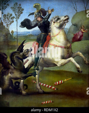 Saint Georges ou Saint Georges et le Dragon par Raphael - Raffaello Sanzio da Urbino 1483 -1520 est un peintre italien et architecte de la Haute Renaissance Italie Banque D'Images