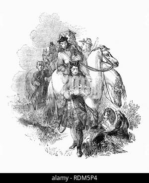 Sir Roger de Coverley, le personnage fictif, inventé par Joseph Addison, qui lui dépeint comme les grandes auteur de documents et de lettres qui ont été publiées dans Addison et Richard Steele's influent périodique le spectateur. Sir Roger a été baronnet de Worcestershire et est censé représenter un pays, vu débarqué ici enregistrer un lièvre tandis que dehors la chasse. Il a également été membre de la spectateur fictif, et le Club de Coverley écrits inclus de vignettes divertissant du début du xviiie siècle français la vie qui ont été souvent considérée comme étant la meilleure caractéristique du spectateur. Banque D'Images