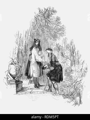 Sir Roger de Coverley, le personnage fictif, inventé par Joseph Addison, qui lui dépeint comme les grandes auteur de documents et de lettres qui ont été publiées dans Addison et Richard Steele's influent périodique le spectateur. Sir Roger a été baronnet de Worcestershire et représentait un pays au débarquement typique représentant, peut-être avec une concience sociale il est comme on le voit ici donner de l'argent. Il a également été membre de la spectateur fictif, et le Club de Coverley écrits inclus de vignettes divertissant du début du xviiie siècle français la vie qui ont été souvent considérée comme étant la meilleure caractéristique du spectateur. Banque D'Images