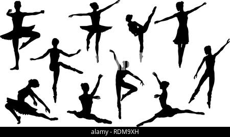 Danseurs de Ballet Silhouette Illustration de Vecteur