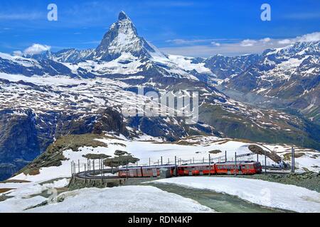 Avec 4478m Gornergratbahn Matterhorn, Zermatt, Valais, Suisse, Mattertal Banque D'Images