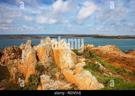 Côte sauvage au nord de Guernsey, Channel Islands, Europe Banque D'Images