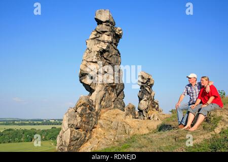 Partie de Teufelsmauer, qu'on appelle mur près du diable, Weddersleben, Saxe-Anhalt Harz est Banque D'Images