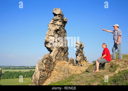 Partie de Teufelsmauer, qu'on appelle mur près du diable, Weddersleben, Saxe-Anhalt Harz est Banque D'Images