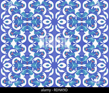 La technique d'art numérique abstrait Coloré impression transparente complexe pattern design en bleu et blanc Banque D'Images