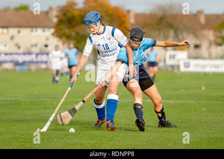 Marine Harvest Ecosse v Dublin shinty camogie, match joué à l'Bught, Inverness. Banque D'Images