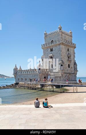 La Torre de Belém, La Tour de Belém, Lisbonne, Portugal, Europe Banque D'Images