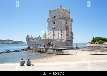 La Torre de Belém, La Tour de Belém, Lisbonne, Portugal, Europe Banque D'Images