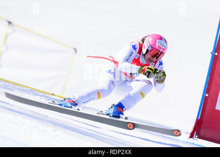 Cortina D'Ampezzo, Italie. 18 janvier, 2019. Nadia Fanchini de l'Italie en action au cours de l'AUDI FIS Coupe du Monde de Ski Alpin femmes le 18 janvier 2019 à Cortina d'Ampezzo en Italie. Credit : Rok Rakun/Pacific Press/Alamy Live News Banque D'Images