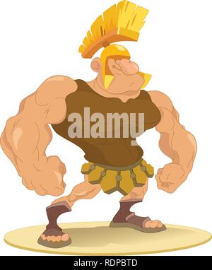 La figure montre les hommes portant un casque de gladiateur romain.Illustration fait en style cartoon. Illustration de Vecteur