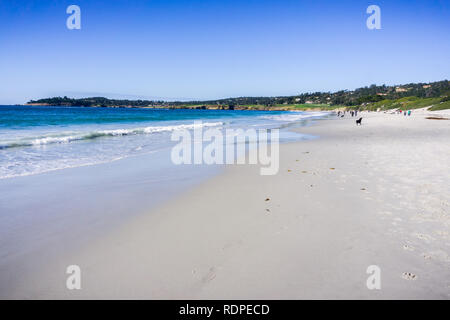 Plage de sable blanc en, péninsule de Monterey, Californie Banque D'Images