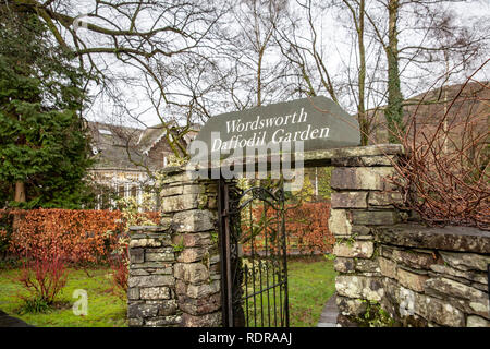 Dans le jardin de la jonquille Wordsworth Grasmere centre ville,parc national de Lake District, Cumbria, Angleterre Banque D'Images