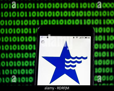 Kiev, Ukraine. 18 janvier, 2019. Entreprise de services publics de l'eau américain vu le logo affiché sur un téléphone intelligent. Crédit : Igor Golovniov SOPA/Images/ZUMA/Alamy Fil Live News Banque D'Images
