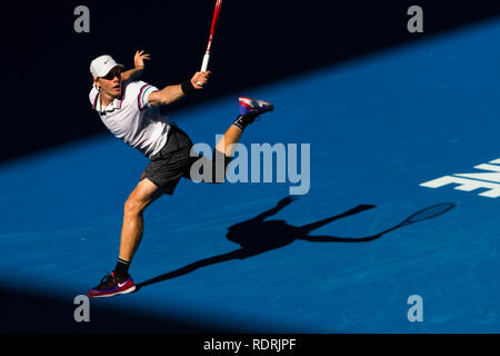 Melbourne, Australie. 19 Jan, 2019. Denis Shapovalov en action au jour 6 à l'Australian Open 2019 Tournoi de tennis du Grand Chelem à Melbourne, Australie. Crédit : Frank Molter/Alamy Live News Banque D'Images