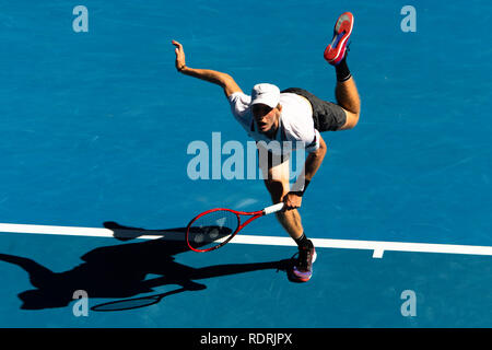 Melbourne, Australie. 19 Jan, 2019. Denis Shapovalov en action au jour 6 à l'Australian Open 2019 Tournoi de tennis du Grand Chelem à Melbourne, Australie. Crédit : Frank Molter/Alamy Live News Banque D'Images