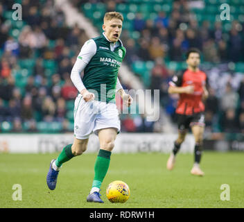 Edinburgh, Ecosse, Royaume-Uni. 19 janvier 2019. Le football. La quatrième série de William Hill Scottish Cup match entre Hibernian et Elgin City ; Vykintas Slivka de Hibernian FC Crédit : Scottish Borders Media/Alamy Live News Banque D'Images