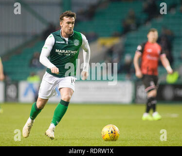 Edinburgh, Ecosse, Royaume-Uni. 19 janvier 2019. Le football. La quatrième série de William Hill Scottish Cup match entre Hibernian et Elgin City ; Stevie Mallan de Hibernian FC Crédit : Scottish Borders Media/Alamy Live News Banque D'Images