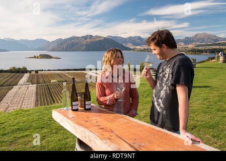 La dégustation du vin au Rippon avec de belles vues, des dégustations ont lieu en principe dans la salle de dégustation, mais à l'occasion, peut se produire dans la pelouse. Rippon est Banque D'Images