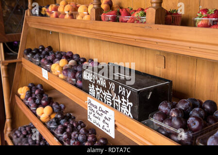 Glenvale vergers, ou d'un barrage de bons fruits, est un stand de fruits en bordure de route et l'autocueillette verger à Cromwell, Central Otago, île du Sud, Nouvelle-Zélande. Quand Banque D'Images