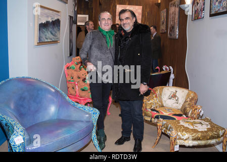 Paris : Vernissage de l'Hermine de Clermont-Tonnerre et Patricia Ducept, exposition à la galerie NOI. Banque D'Images