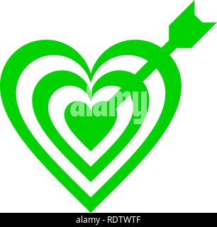 Coeur de cible fléchée icône - green simple, isolée - vector illustration Illustration de Vecteur