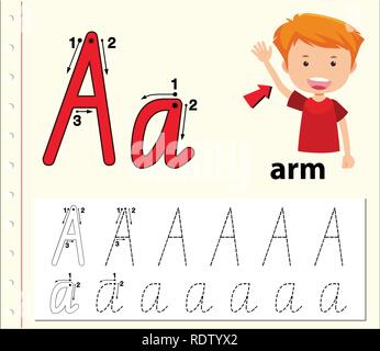 Lettre d'un alphabet de traçage illustration feuilles Illustration de Vecteur