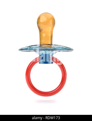 Bébé bleu et rouge sur fond blanc la tétine, 3D Illustration Banque D'Images